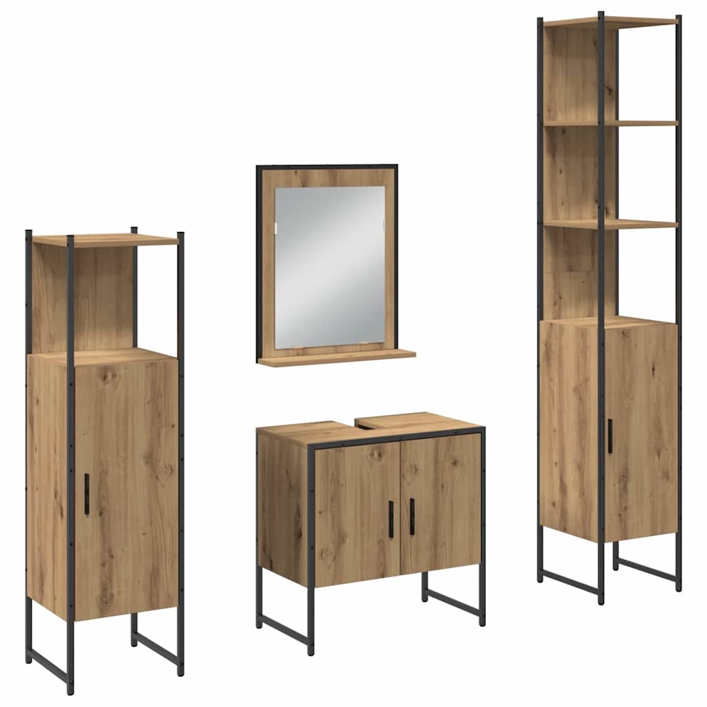 vidaXL Σετ Επίπλων Μπάνιου με αποθήκευση 4 pcs Καφέ 33 x 33 x 185.5 εκ