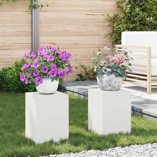 vidaXL Βάση φυτών 2 τεμ. Λευκό 24 x 24 x 35 εκ. Ψυχρής έλασης χάλυβας