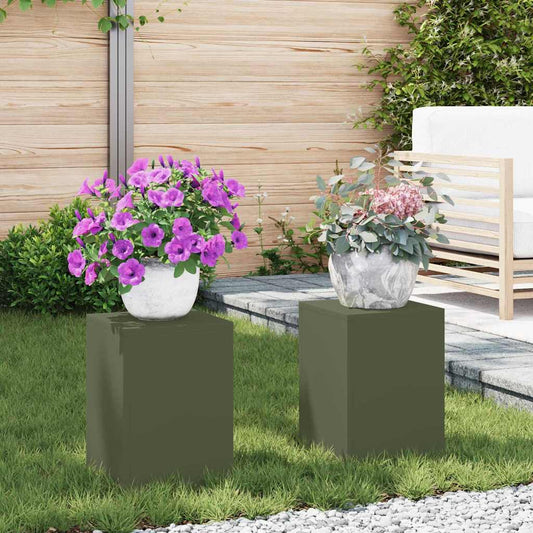 vidaXL Βάση φυτών 2 τεμ. Λαδί 24 x 24 x 35 εκ. Ψυχρής έλασης χάλυβας