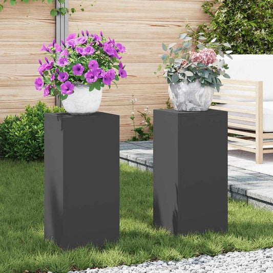vidaXL Βάση φυτών 2 τεμ. Μαύρο 24 x 24 x 55 εκ. Ψυχρής έλασης χάλυβας