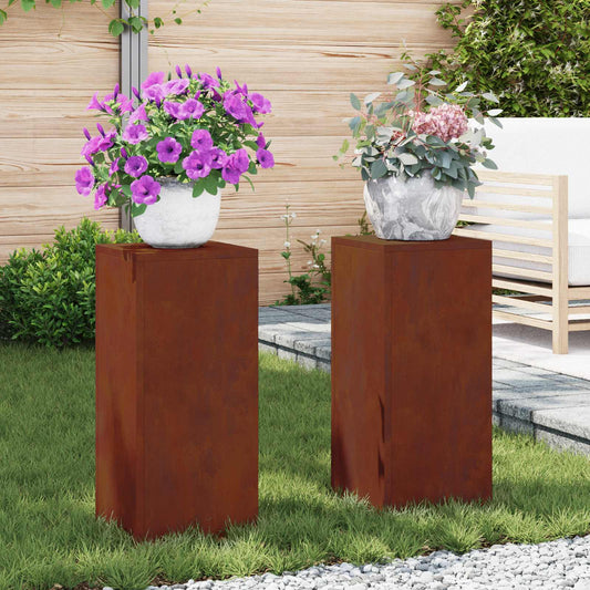 vidaXL Βάση φυτών 2 τεμ. Σκ rusty 24 x 24 x 55 εκ.