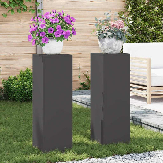 vidaXL Βάση φυτών 2 τεμ. Μαύρο 24 x 24 x 75 εκ. Ψυχρής έλασης χάλυβας
