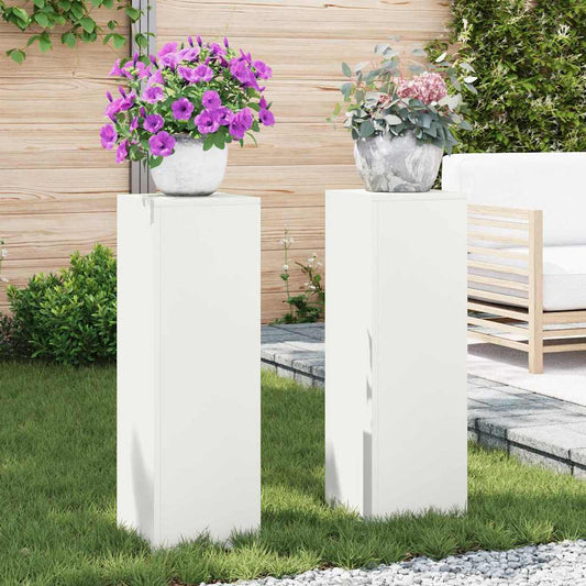 vidaXL Βάση φυτών 2 τεμ. Λευκό 24 x 24 x 75 εκ. Ψυχρής έλασης χάλυβας