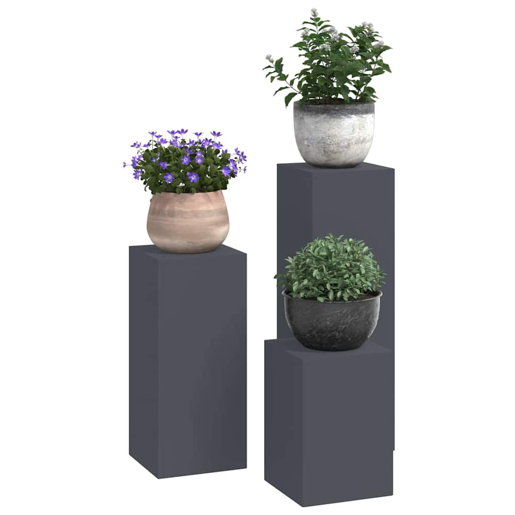 vidaXL Βάση φυτών 3 τεμ. Ανθρακί 24 x 24 x 75 εκ.