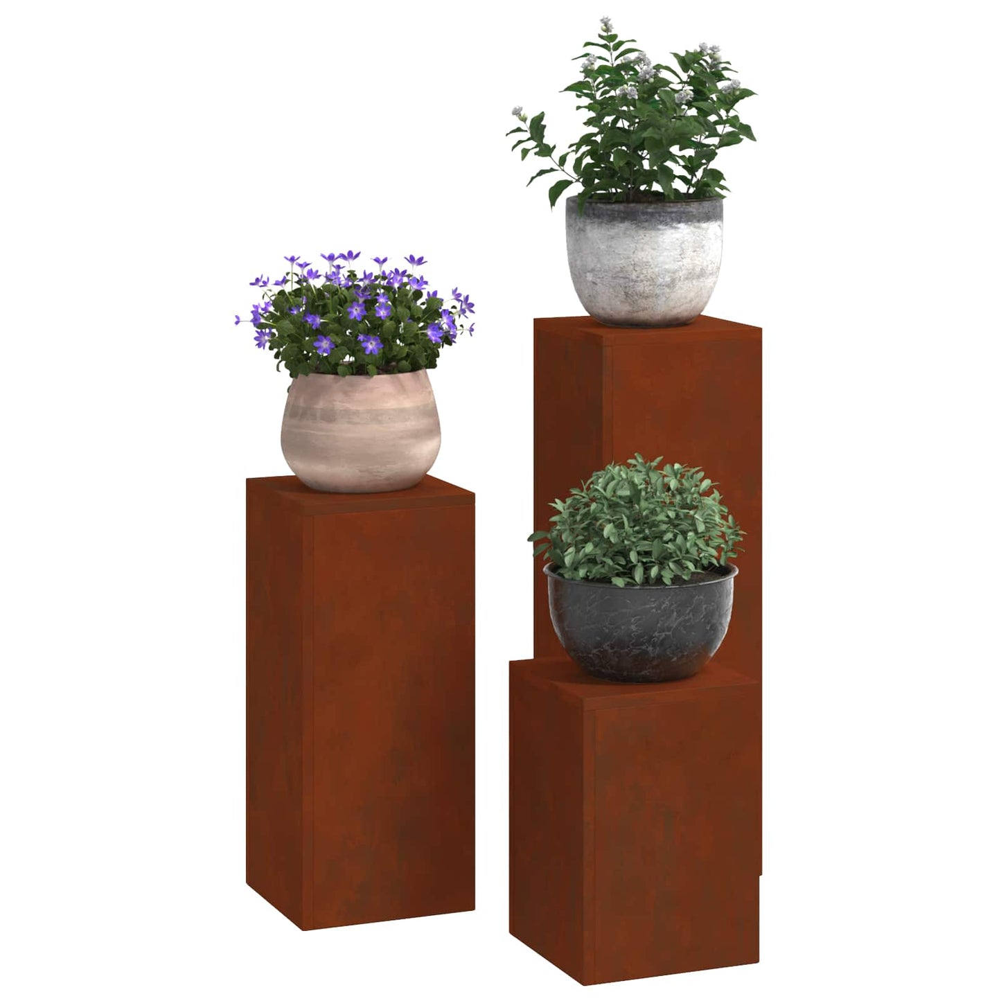 vidaXL Βάση φυτών 3 τεμ. Σκ rusty 24 x 24 x 75 εκ.