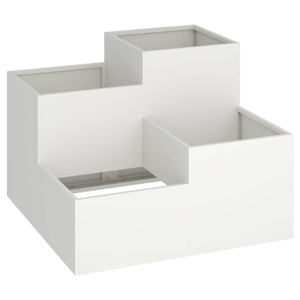 vidaXL Γλάστρα Κήπου Λευκό 80 x 80 x 60 εκ. Ατσάλι