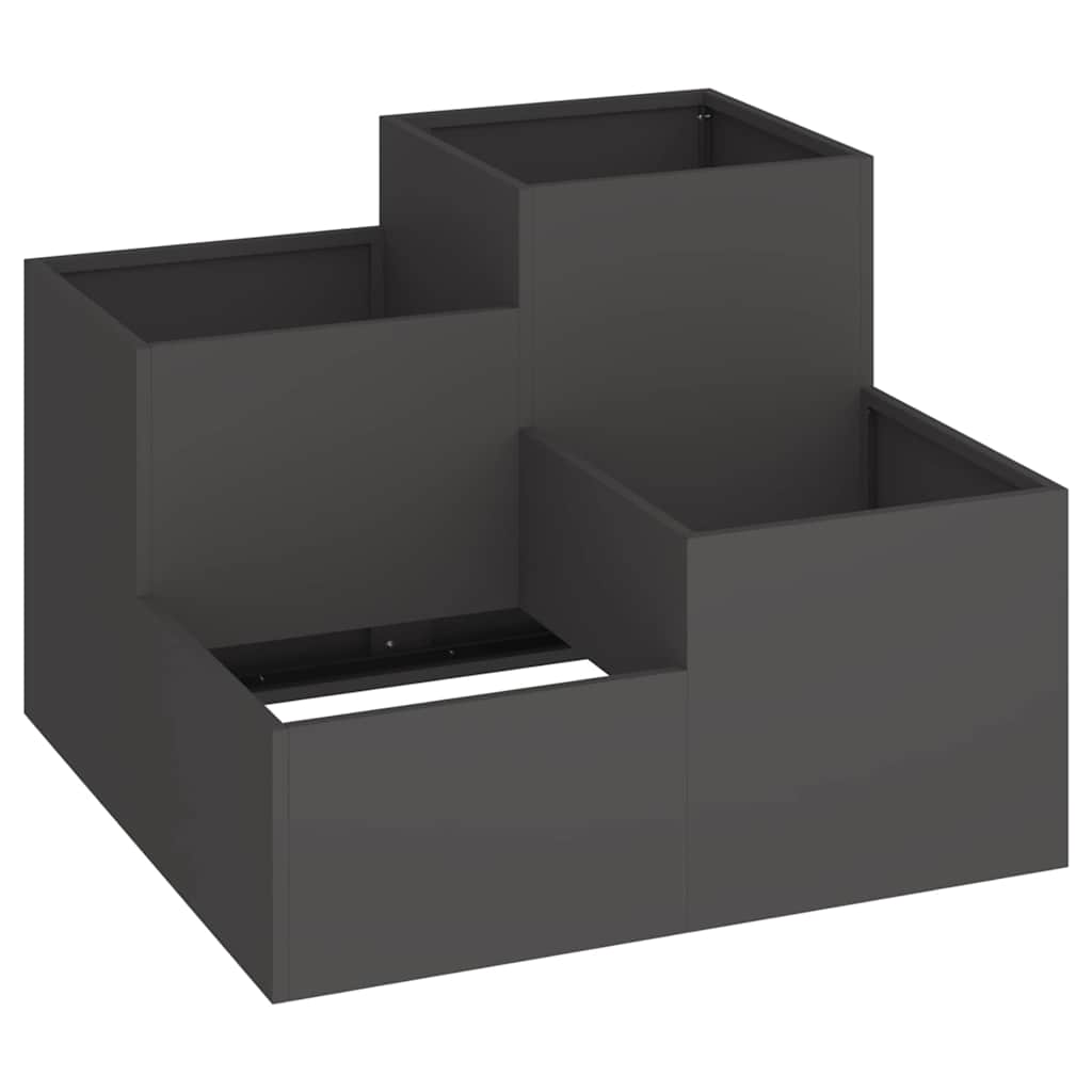 vidaXL Γλάστρα Κήπου Μαύρο 100 x 100 x 60 εκ. Ατσάλι