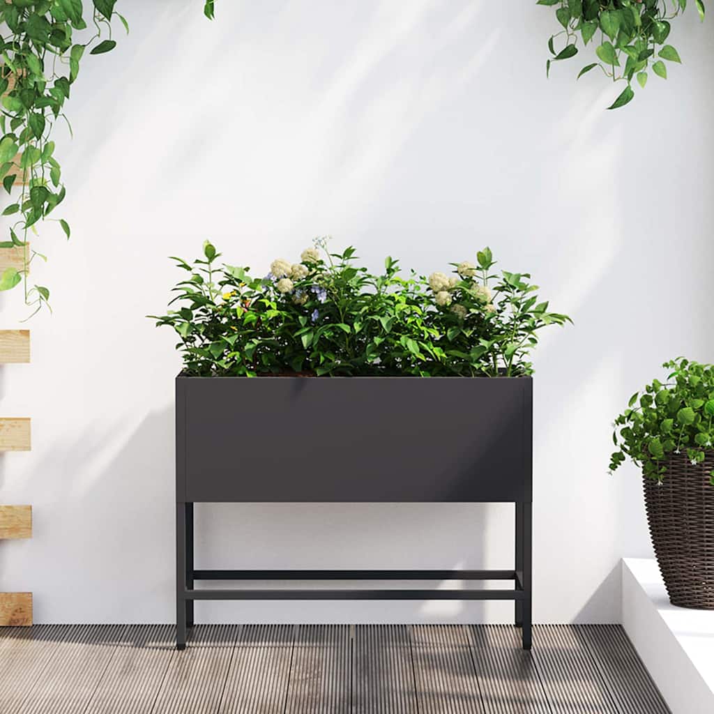 vidaXL Υψωμένη Γλάστρα Κήπου Μαύρο 60 x 26 x 45 εκ Ατσάλι