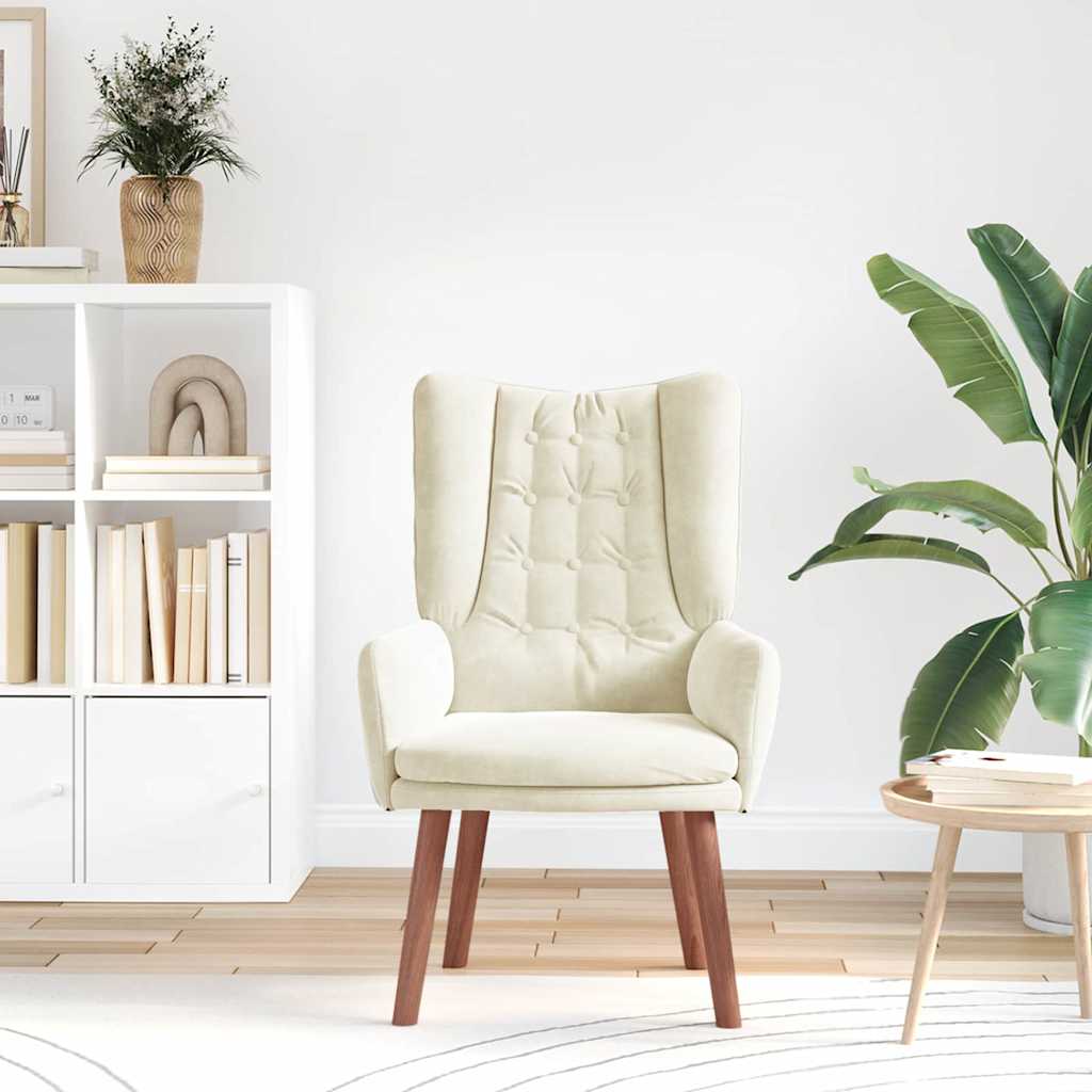 vidaXL Πολυθρόνα Κρεμ 63 x 67 x 94 εκ. Βελούδο