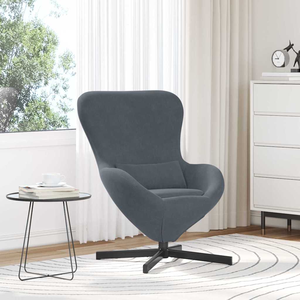 vidaXL Κάθισμα-αυγό Σκούρο Γκρι 63 x 73 x 90 εκ Βελούδο