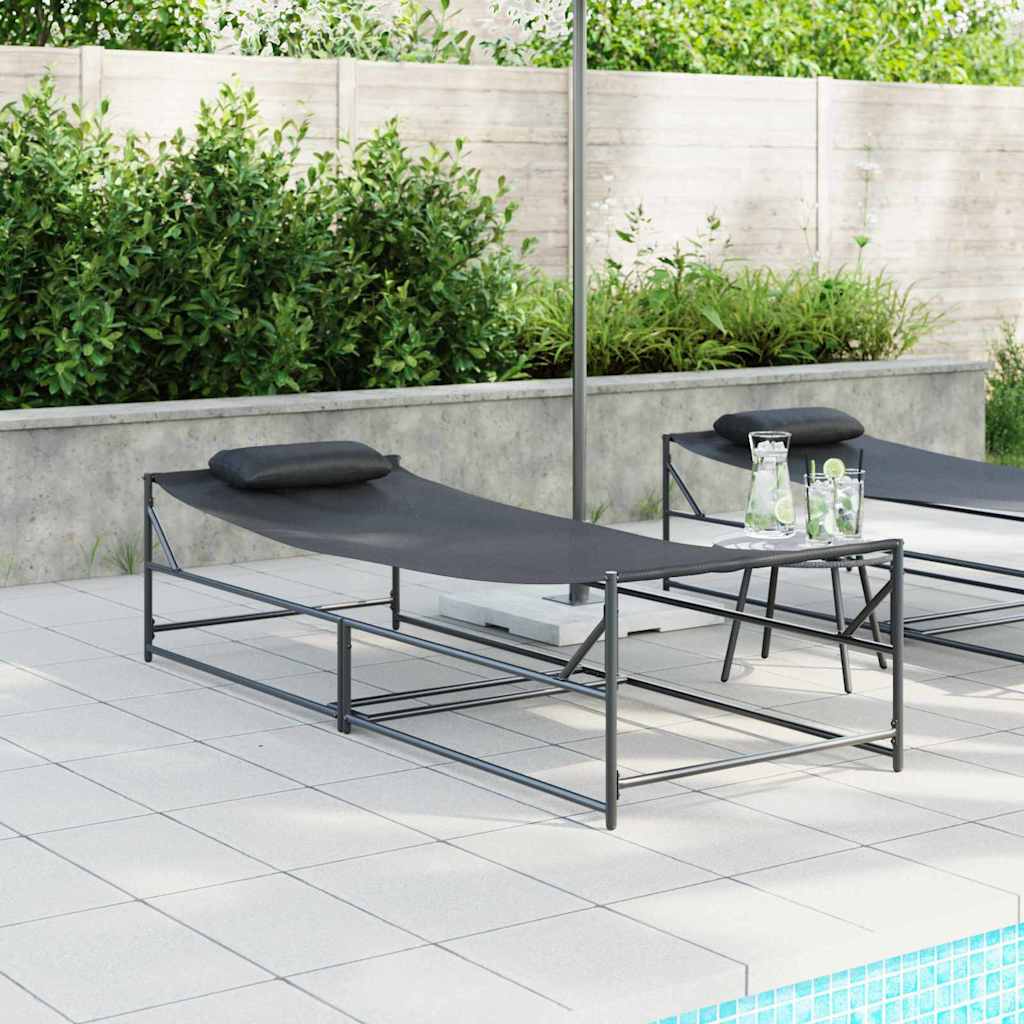 vidaXL Ήλιο-κρεβάτι Ανθρακί 200 x 74 x 73 εκ Textilene, Χάλυβας
