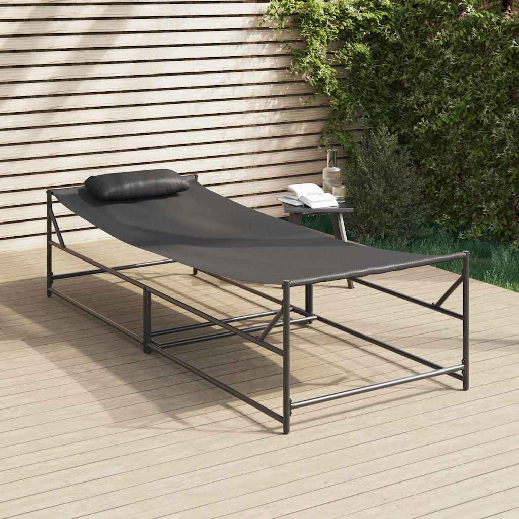 vidaXL Ήλιο-κρεβάτι Ανθρακί 200 x 74 x 73 εκ Textilene, Χάλυβας