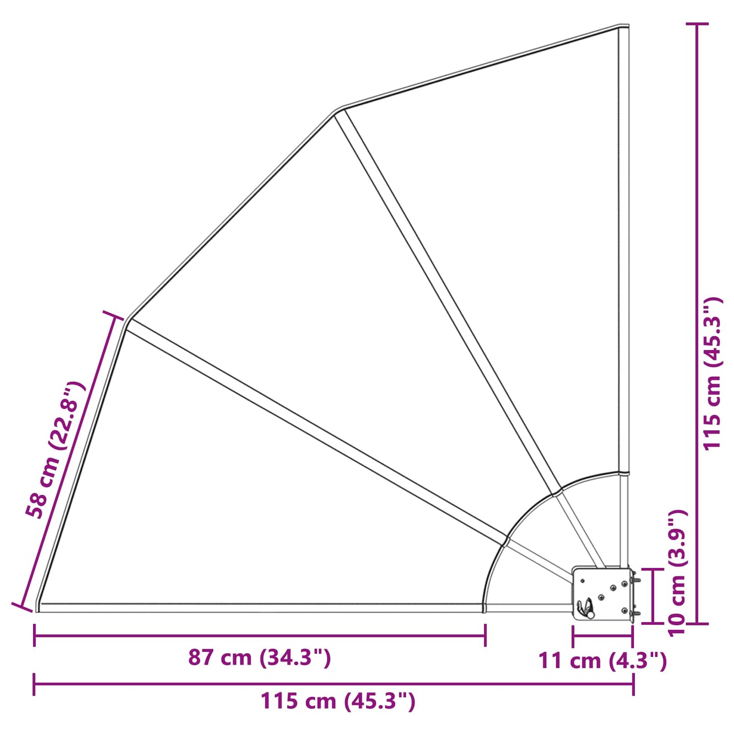 vidaXL Αδιάφανο σκίαστρο μπαλκονιού 115 x 115 cm