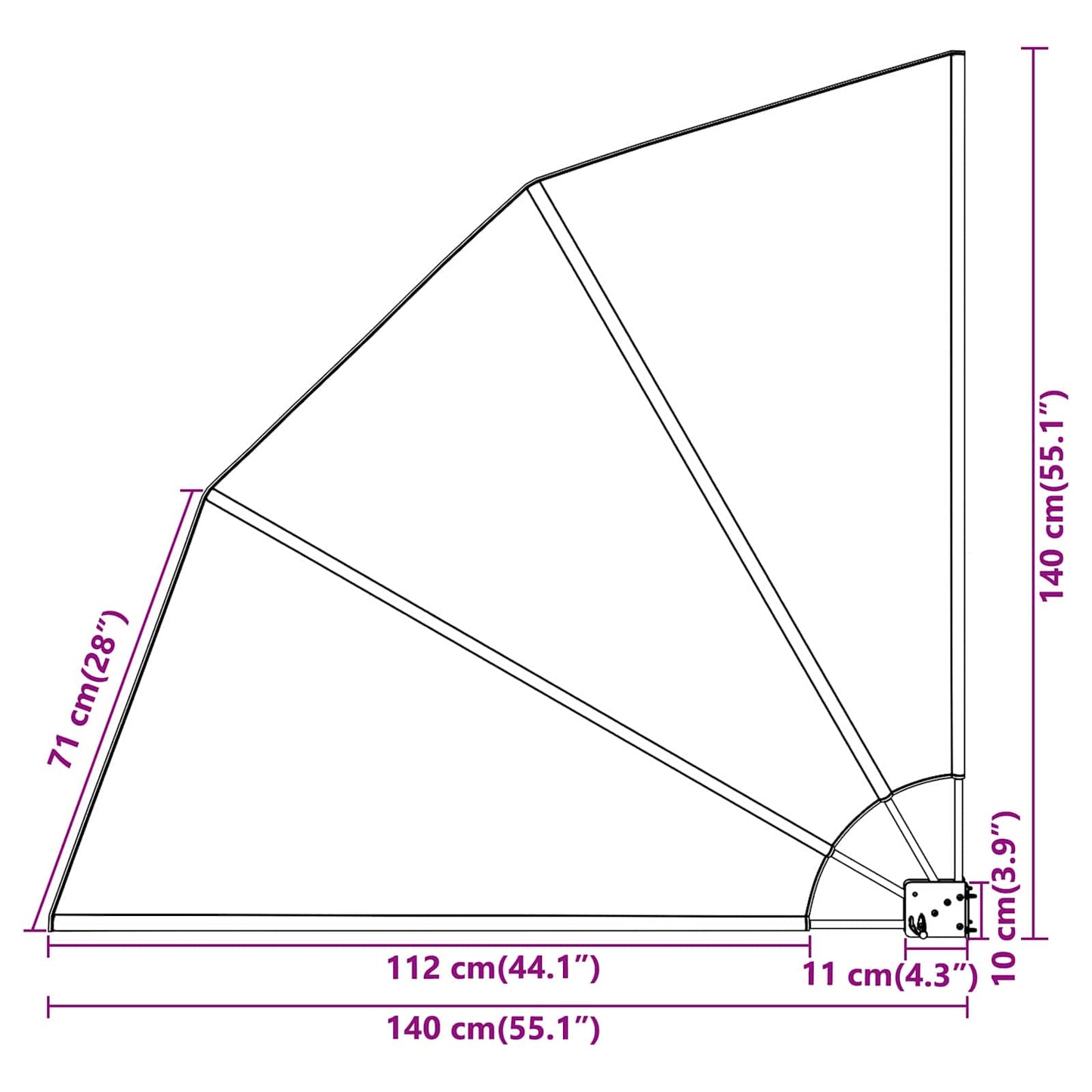 vidaXL Αδιάφανο σκίαστρο μπαλκονιού 140 x 140 cm