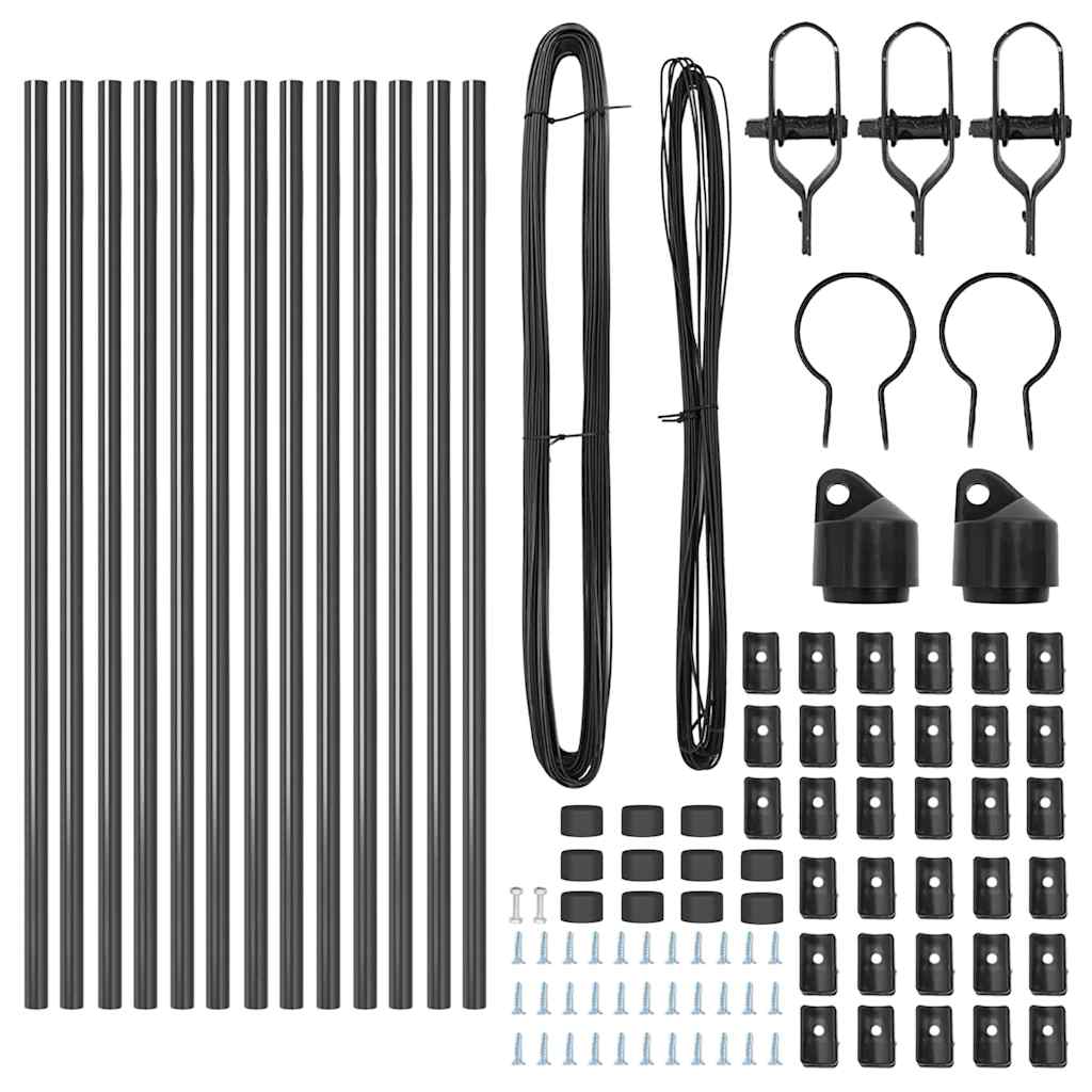 vidaXL Στύλος Περιφράξεων 13 pcs Γκρι Ατσάλι