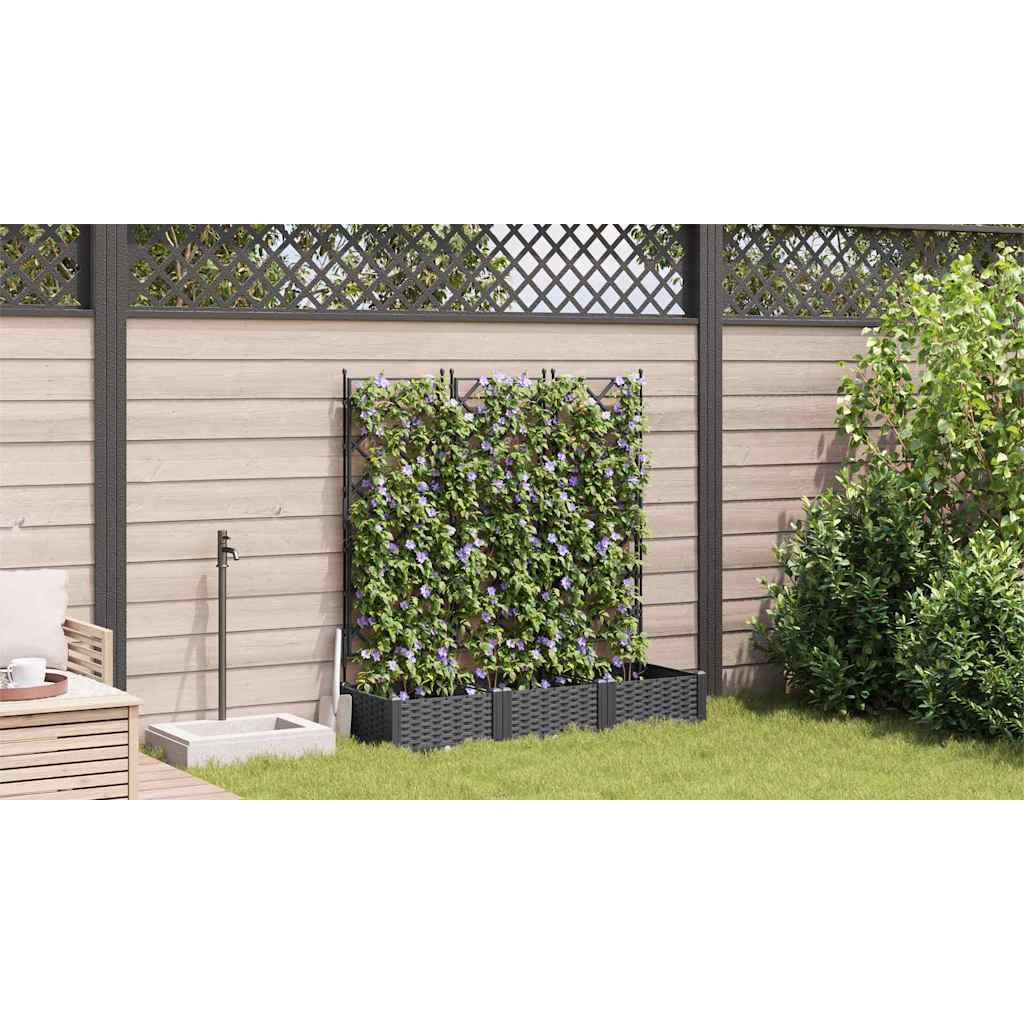 vidaXL Γλάστρα Κήπου 3 pcs Μαύρο 120 x 40 x 125,5 εκ. Πλαστικό