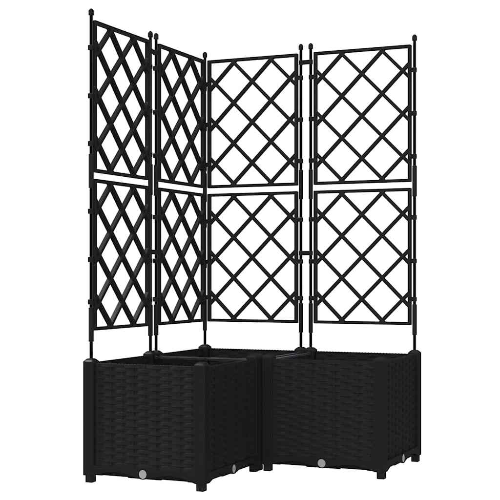 vidaXL Γλάστρα Κήπου 3 τμχ. Μαύρο 80 x 80 x 143 εκ. PP