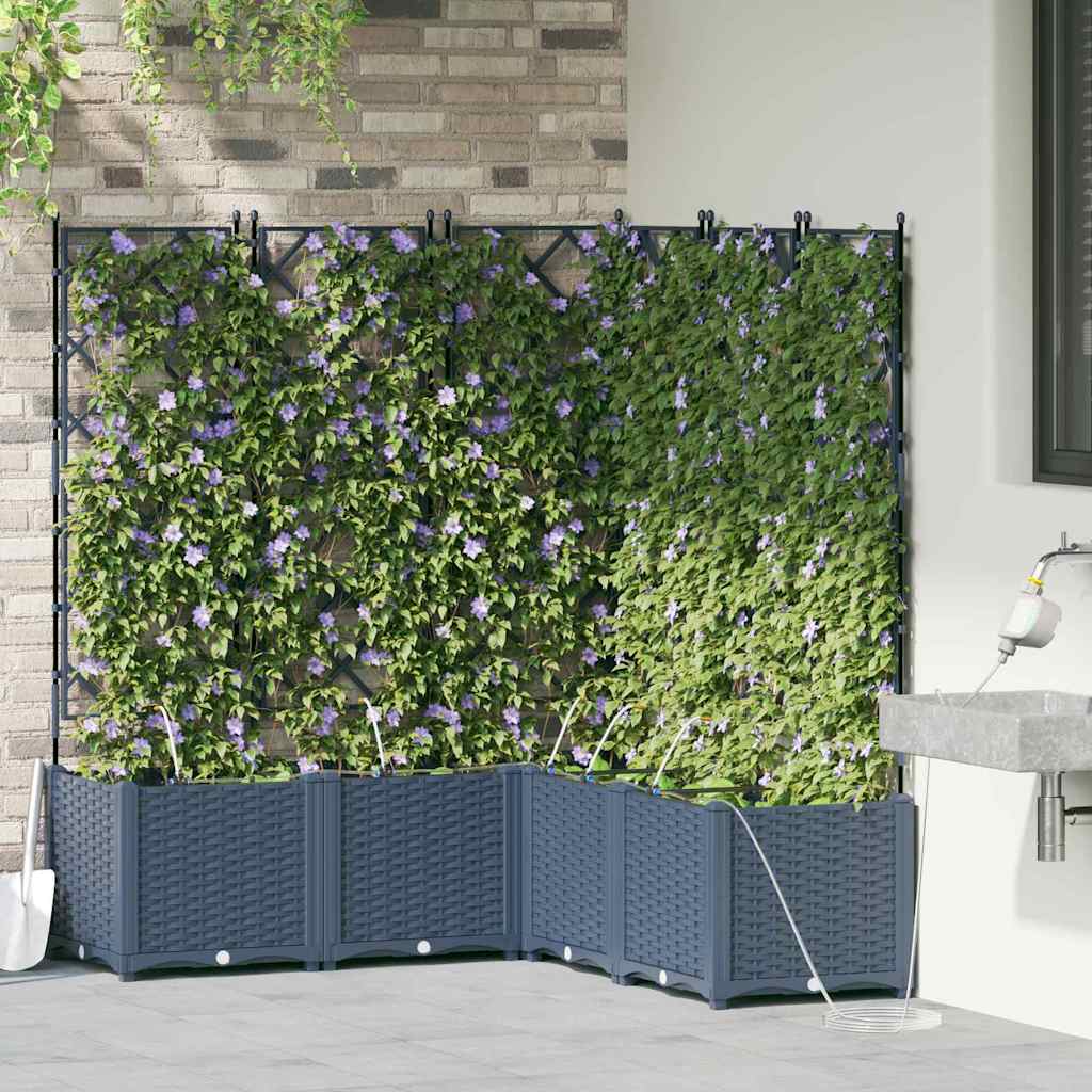 vidaXL Γλάστρα Κήπου Γκρι 40 x 40 x 125,5 εκ. PP