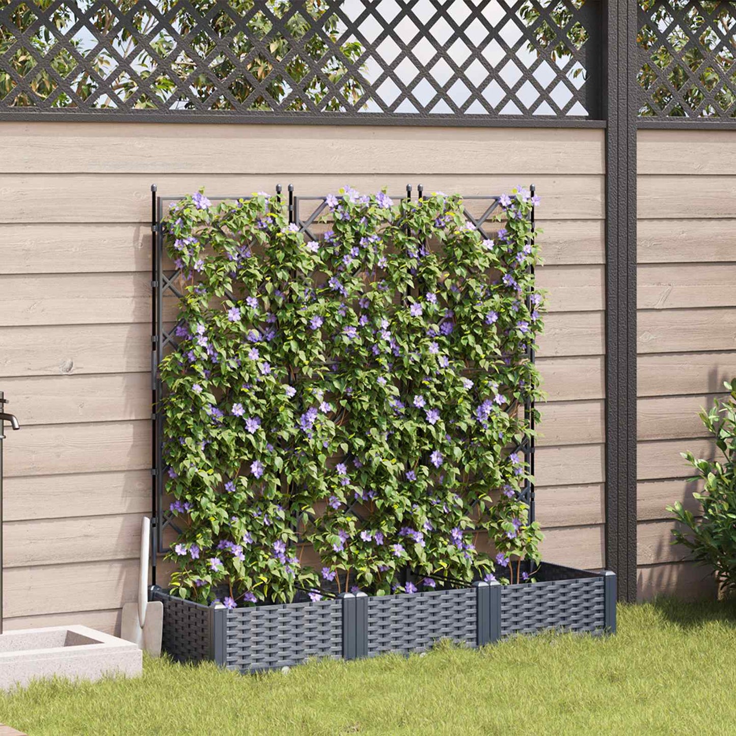 vidaXL Κηποτινάκι με Τρέλα 3 pcs Γκρι 120 x 40 x 125.5 εκ. PP
