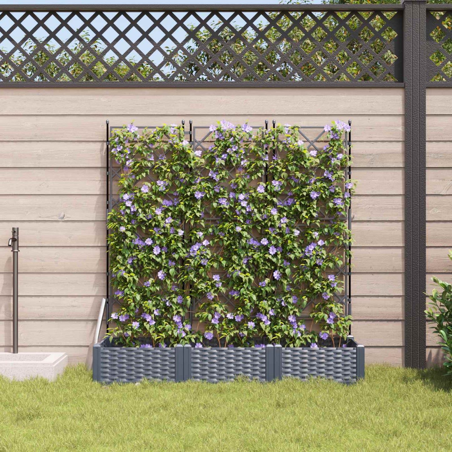 vidaXL Κηποτινάκι με Τρέλα 3 pcs Γκρι 120 x 40 x 125.5 εκ. PP