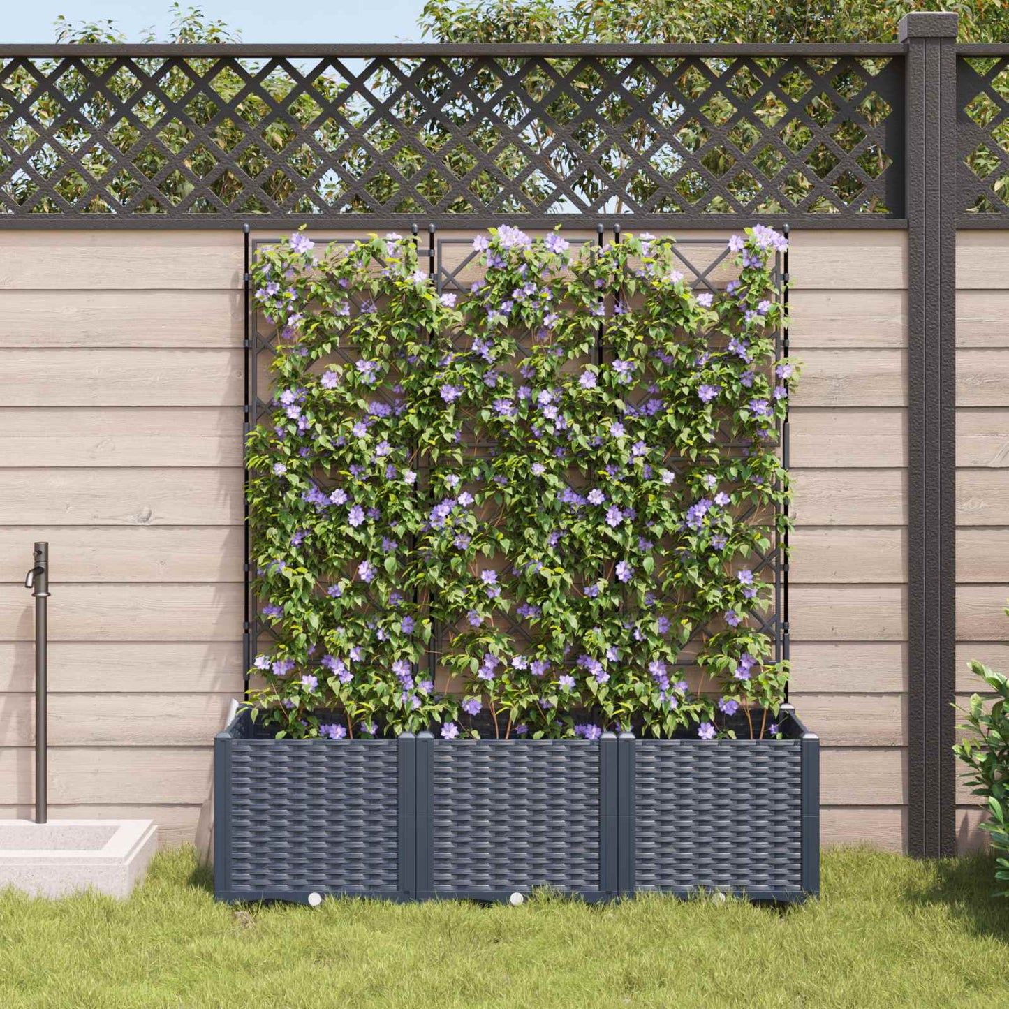 vidaXL Κηποτινάκι με Τρέλα 3 pcs Γκρι 120 x 40 x 143 εκ. PP