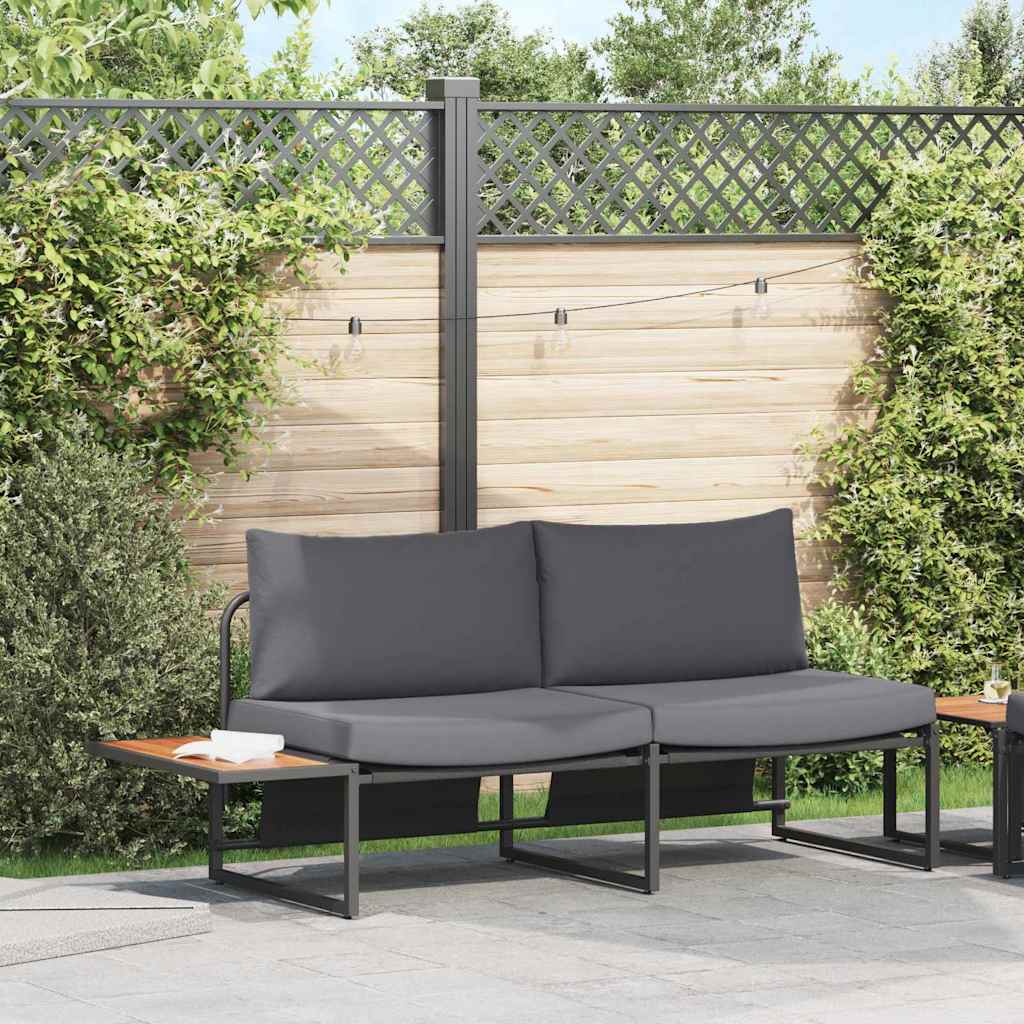vidaXL Καναπές Κήπου με μαξιλάρι Καφέ 200.5 x 70 x 85.5εκ Μέταλλο