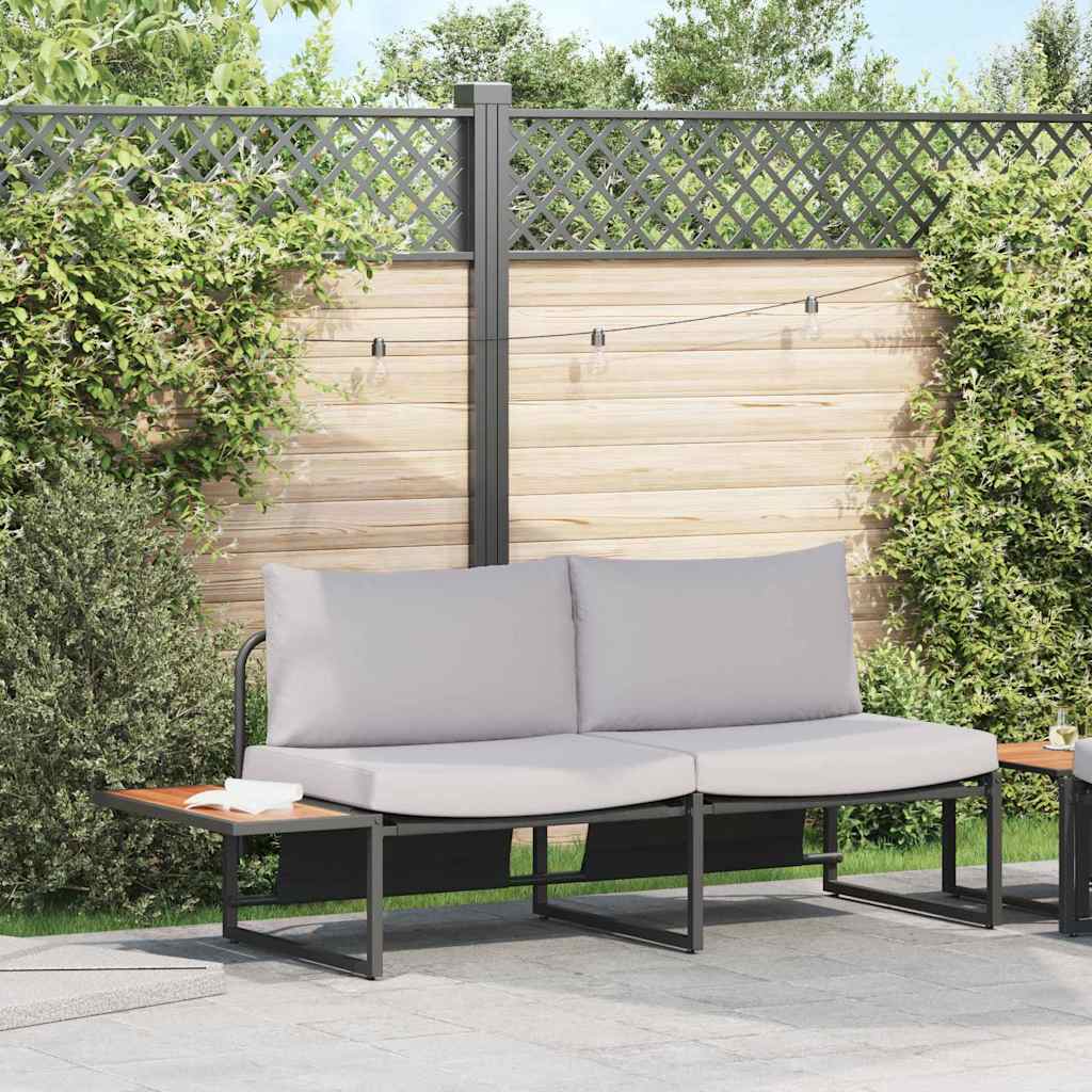 vidaXL Καναπές Κήπου με μαξιλάρι Καφέ 200.5 x 70 x 85.5εκ Μέταλλο