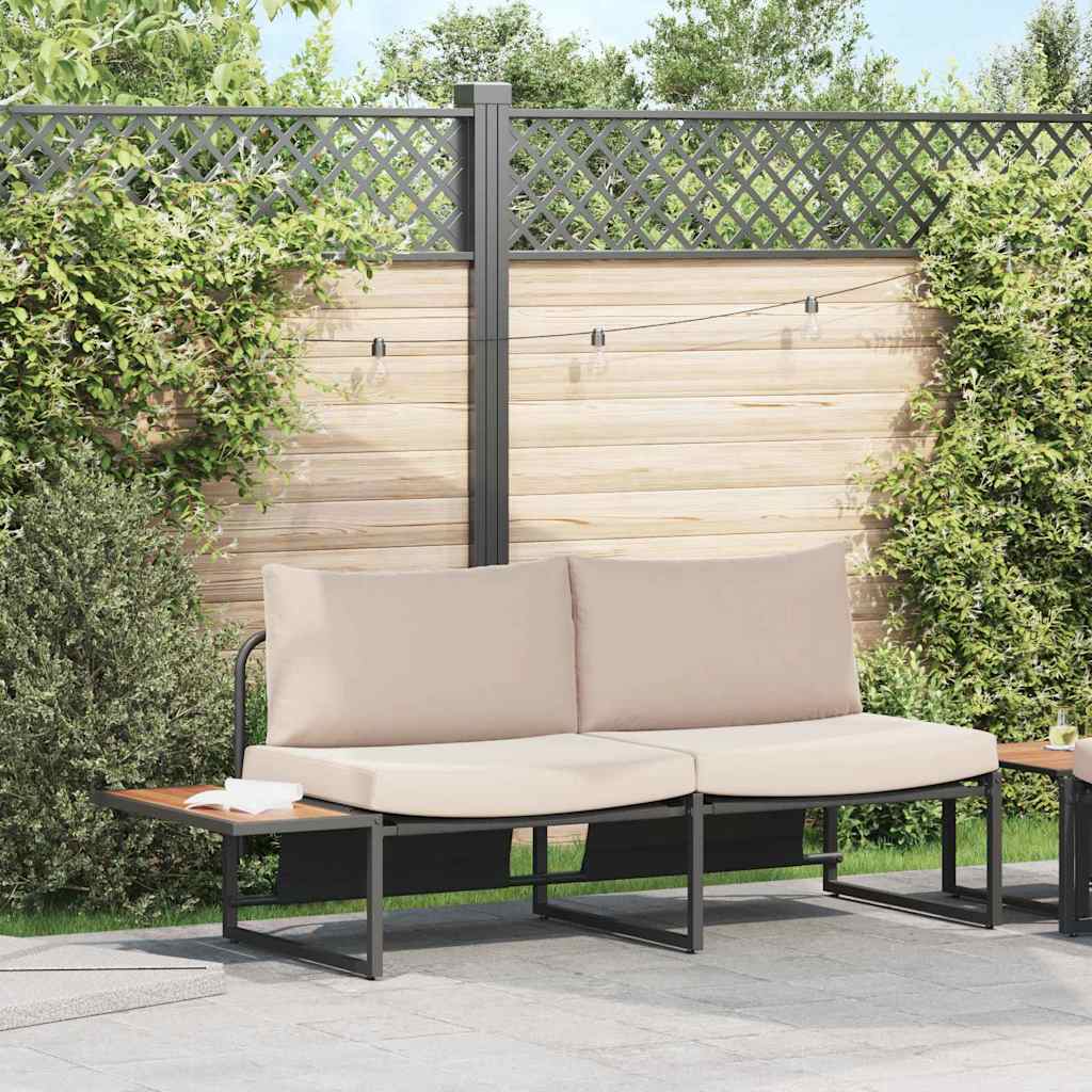 vidaXL Καναπές Κήπου με μαξιλάρι Καφέ 200.5 x 70 x 85.5εκ Μέταλλο