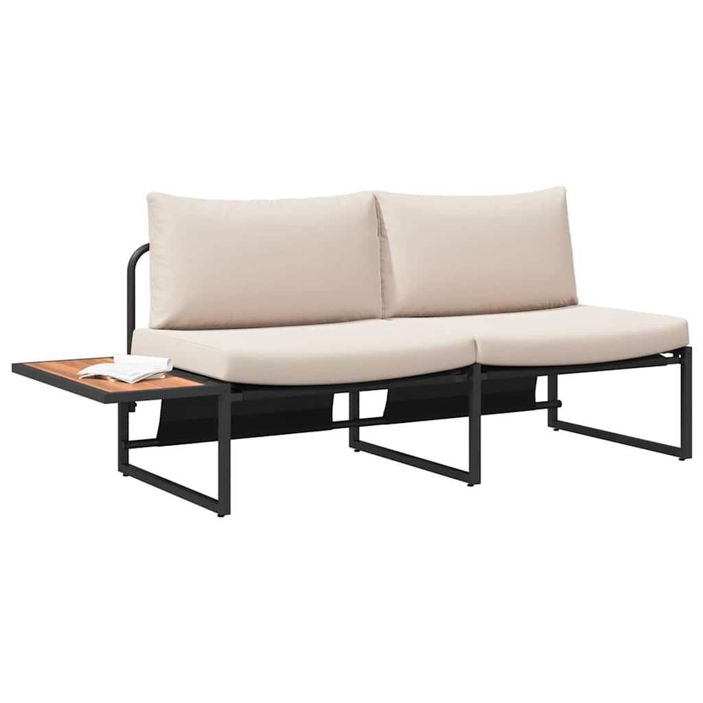 vidaXL Καναπές Κήπου με μαξιλάρι Καφέ 200.5 x 70 x 85.5εκ Μέταλλο