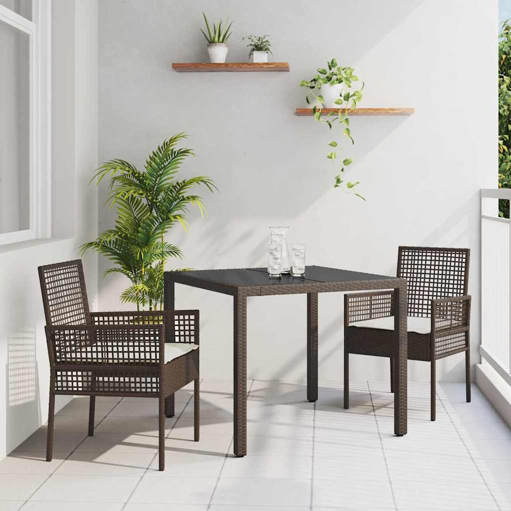 vidaXL Σέτ φαγητού για κήπο 3 pcs Καφέ 90 x 90 x 75 cm