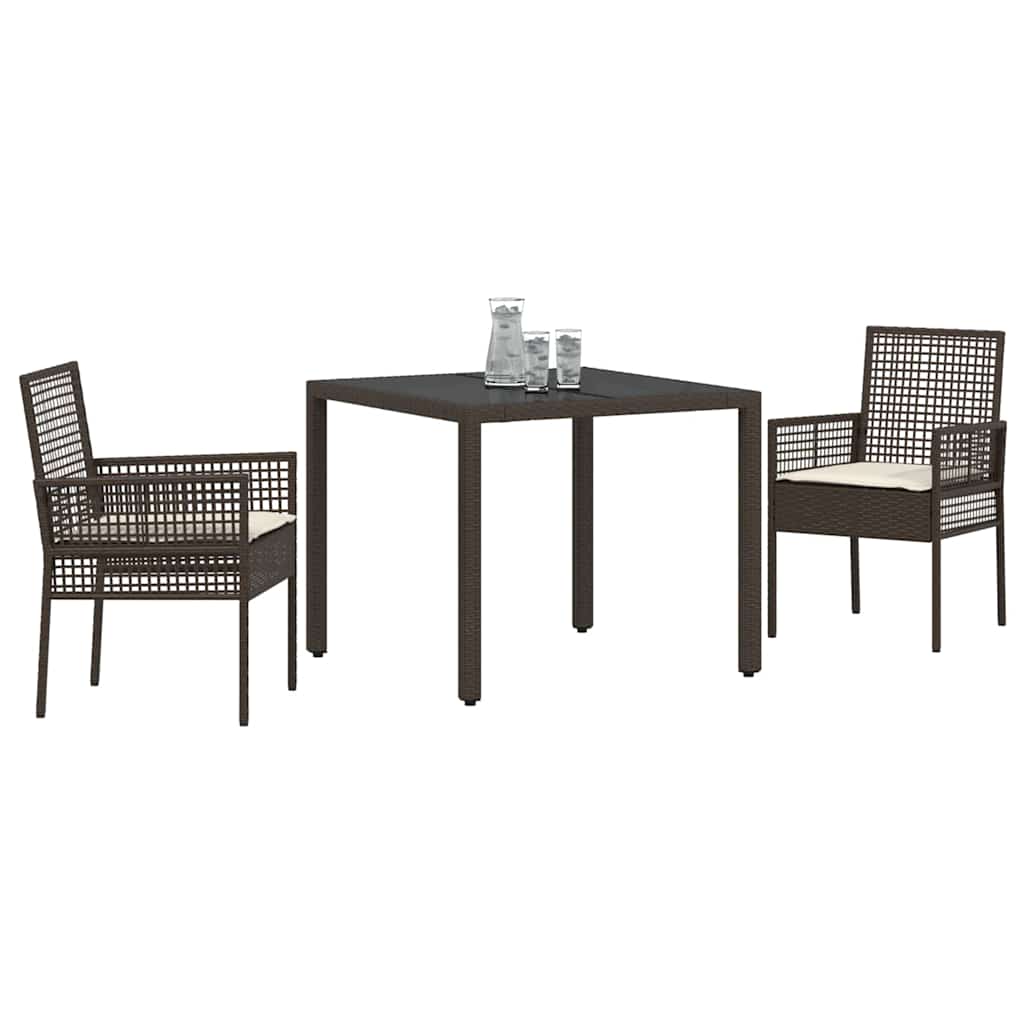 vidaXL Σέτ φαγητού για κήπο 3 pcs Καφέ 90 x 90 x 75 cm