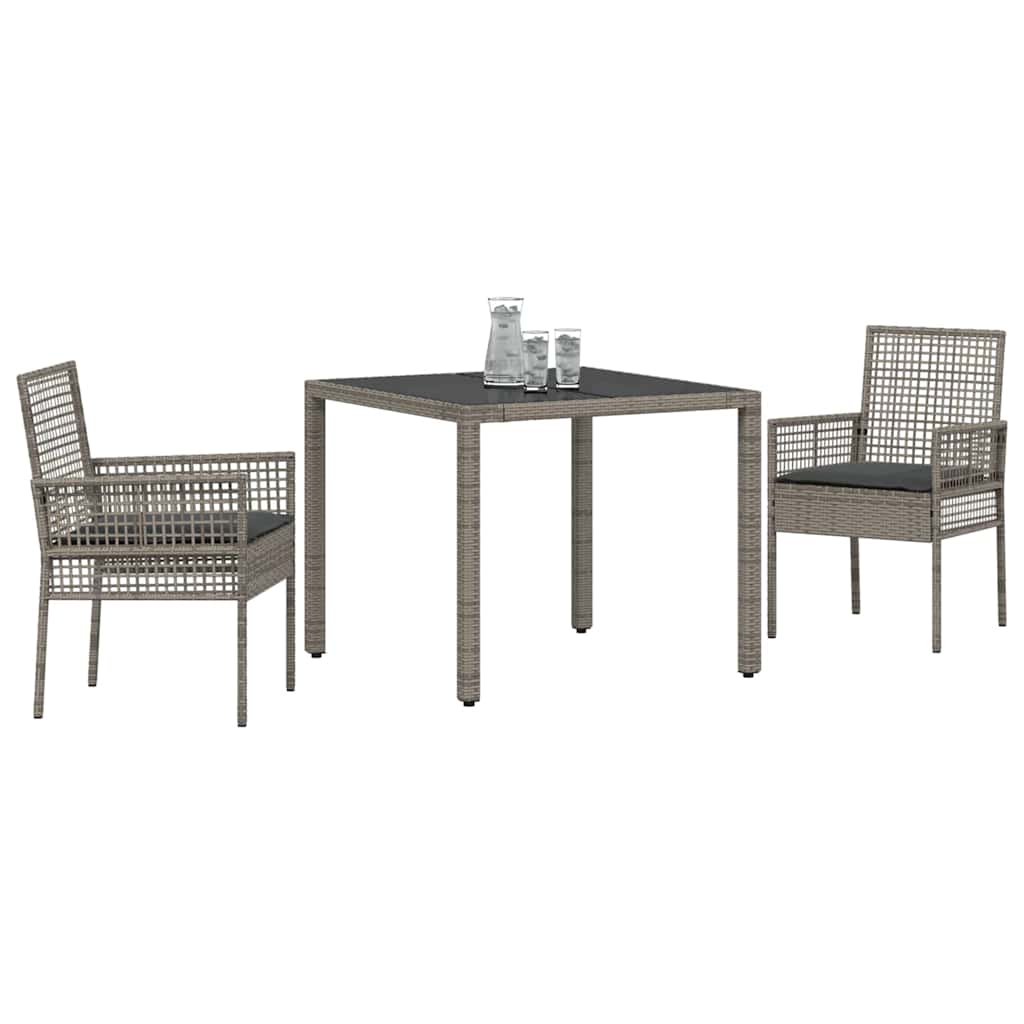 vidaXL Σέτ φαγητού για κήπο 3 pcs Γκρι 90 x 90 x 75 cm