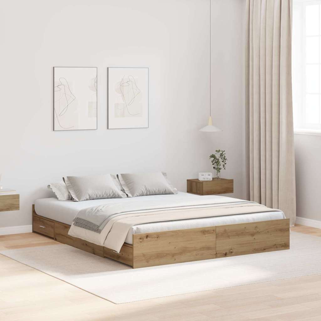 vidaXL Κρεβάτι με αποθηκευτικό χώρο με πόρτα Artisan Oak 135 x 190 cm