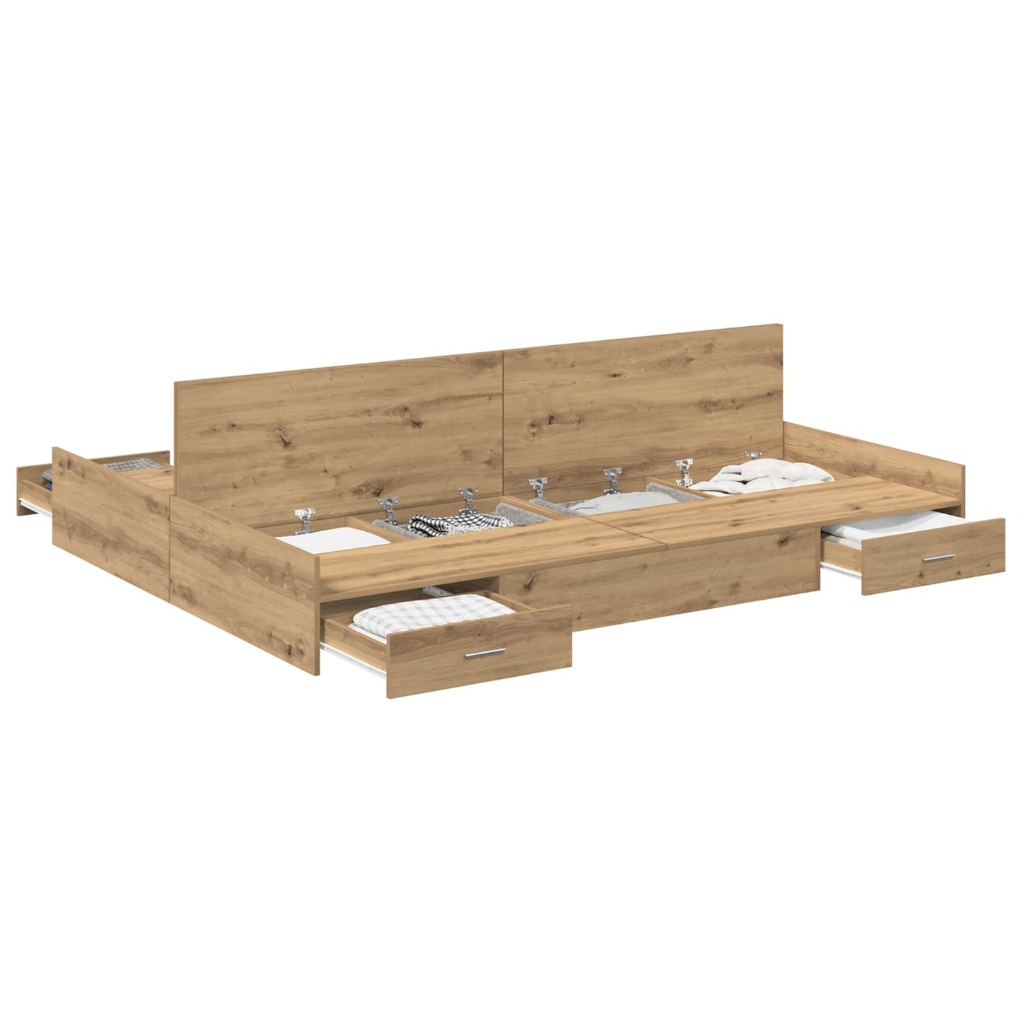 vidaXL Κρεβάτι με αποθηκευτικό χώρο με πόρτα Artisan Oak 135 x 190 cm