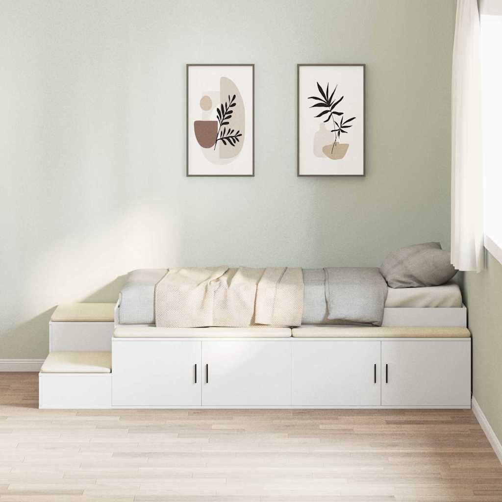 vidaXL Κρεβάτι με αποθηκευτικό χώρο Λευκό 75 cm Επεξεργασμένο Ξύλο