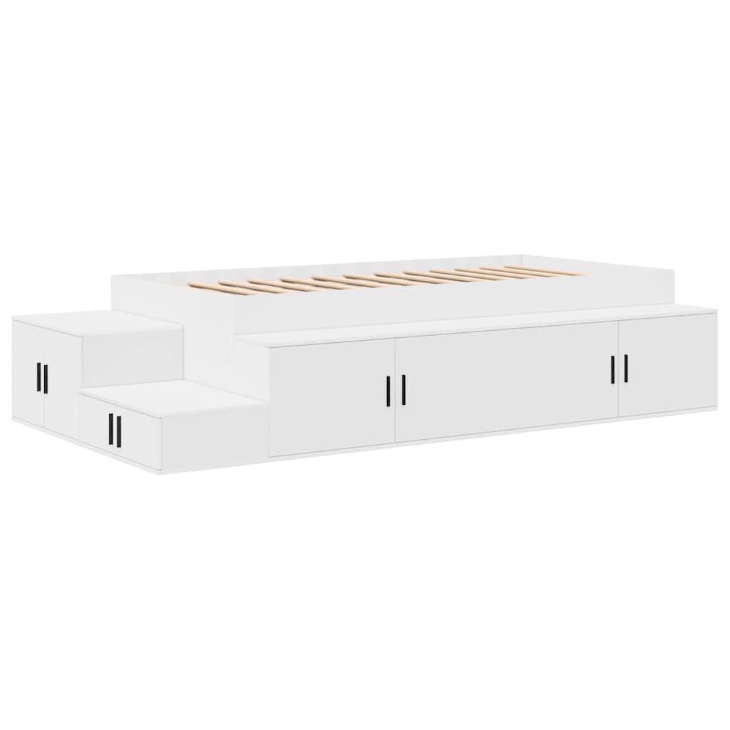 vidaXL Κρεβάτι με αποθηκευτικό χώρο Λευκό 75 cm Επεξεργασμένο Ξύλο