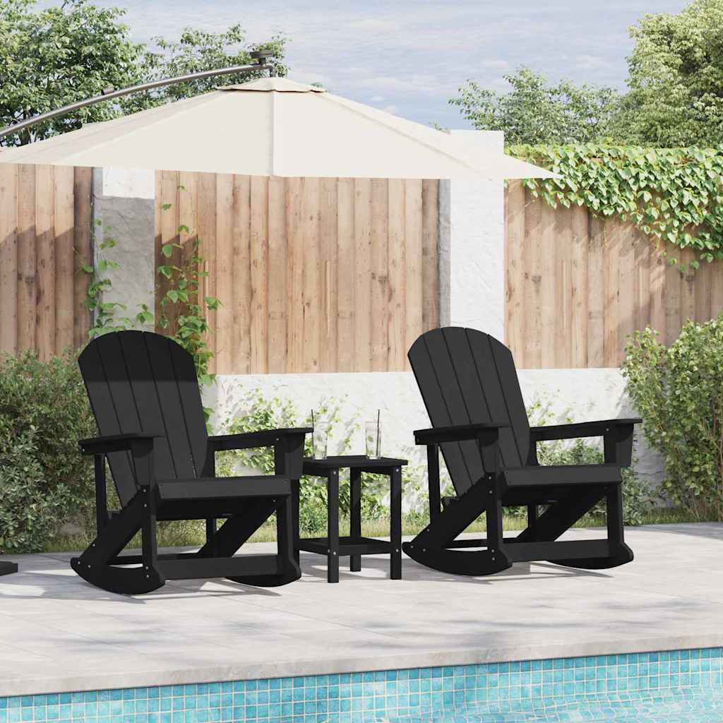vidaXL Καρέκλες Ροκάντας Adirondack 2 τμχ. 2-θέσια Μαύρο HDPE