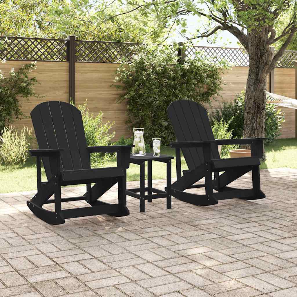 vidaXL Καρέκλες Ροκάντας Adirondack 2 τμχ. 2-θέσια Μαύρο HDPE