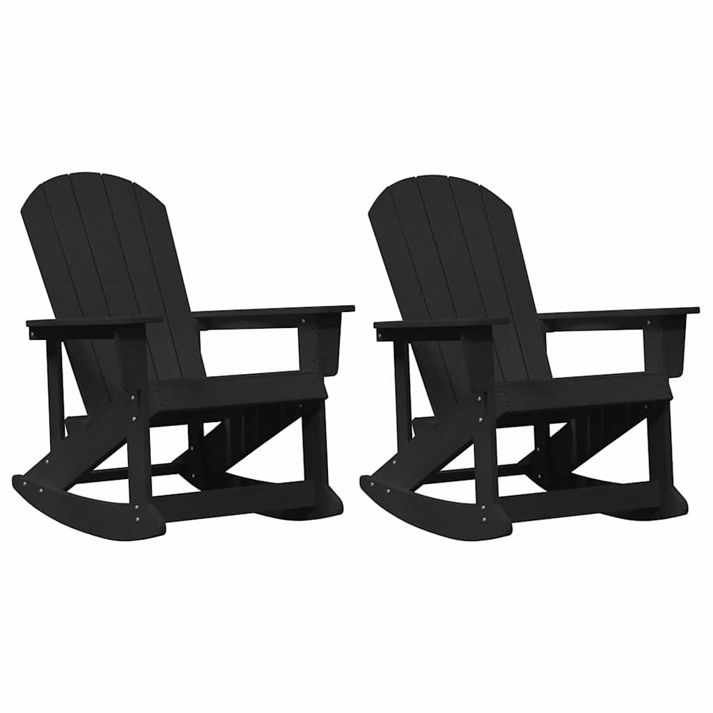 vidaXL Καρέκλες Ροκάντας Adirondack 2 τμχ. 2-θέσια Μαύρο HDPE