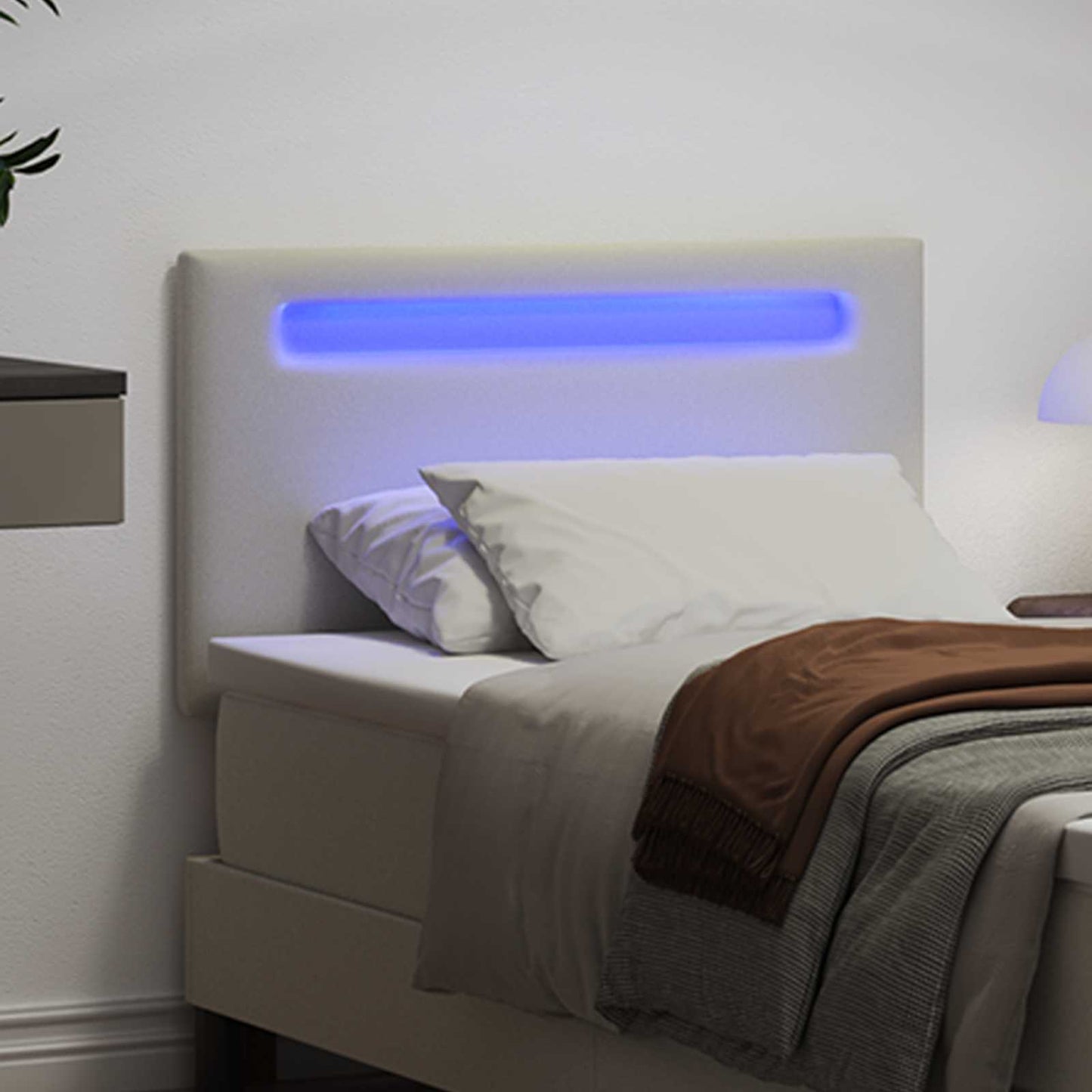 vidaXL LED κεφαλάρι Λευκό Τεχνητό Δέρμα