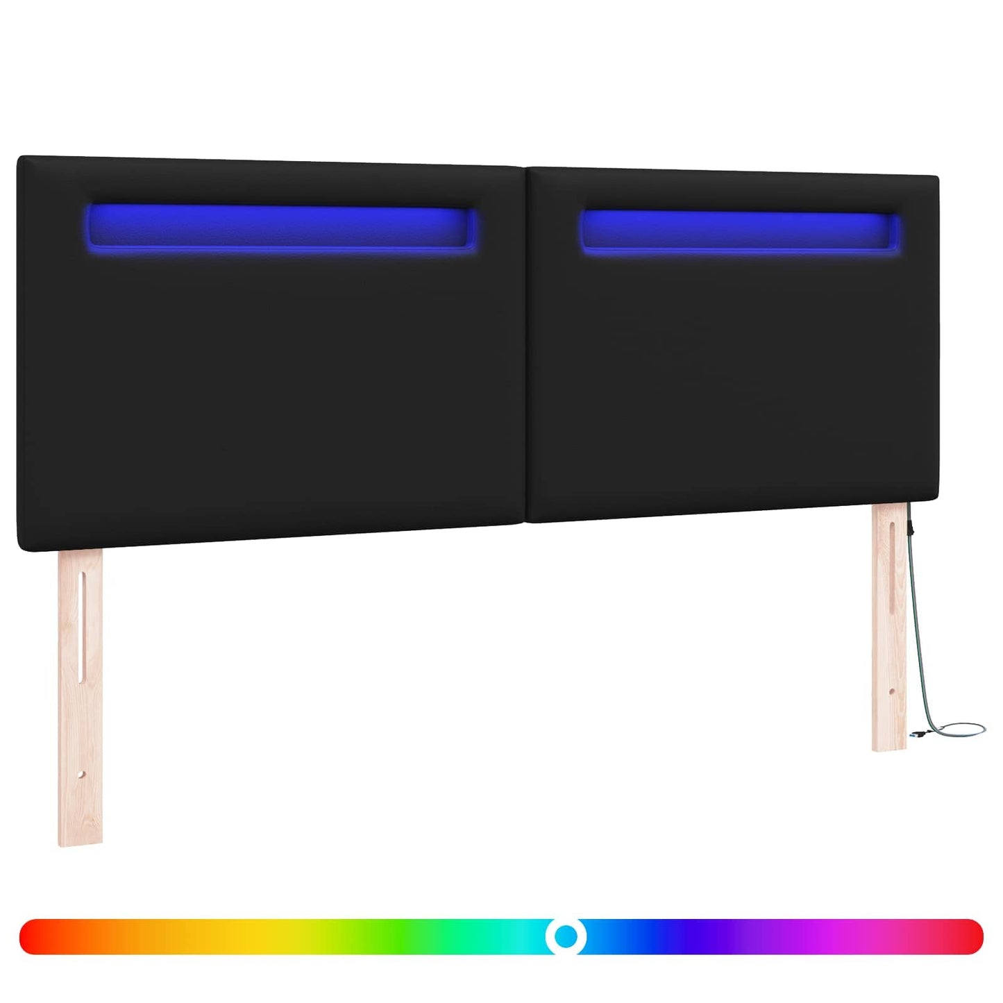vidaXL LED κεφαλάρι Μαύρο Τεχνητό Δέρμα