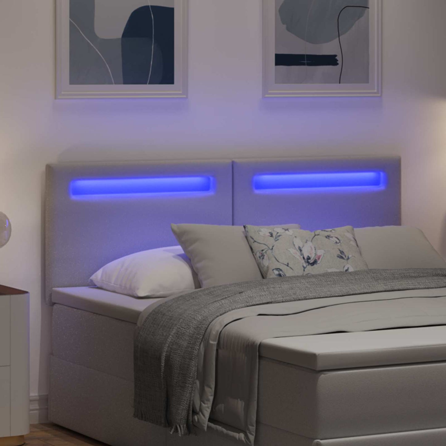 vidaXL LED κεφαλάρι Λευκό 144 cm Τεχνητό Δέρμα