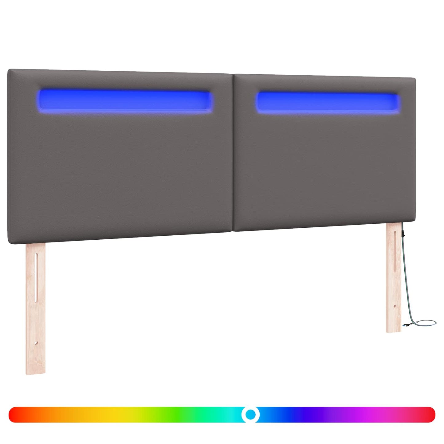 vidaXL LED κεφαλάρι Γκρι 160 cm Τεχνητό Δέρμα