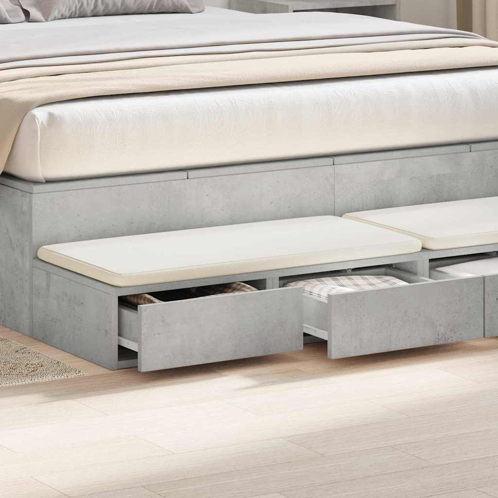 vidaXL Συρτάρια κρεβατιού Σκυρόδεμα Γκρι 140 x 36,5 x 16,5 εκ