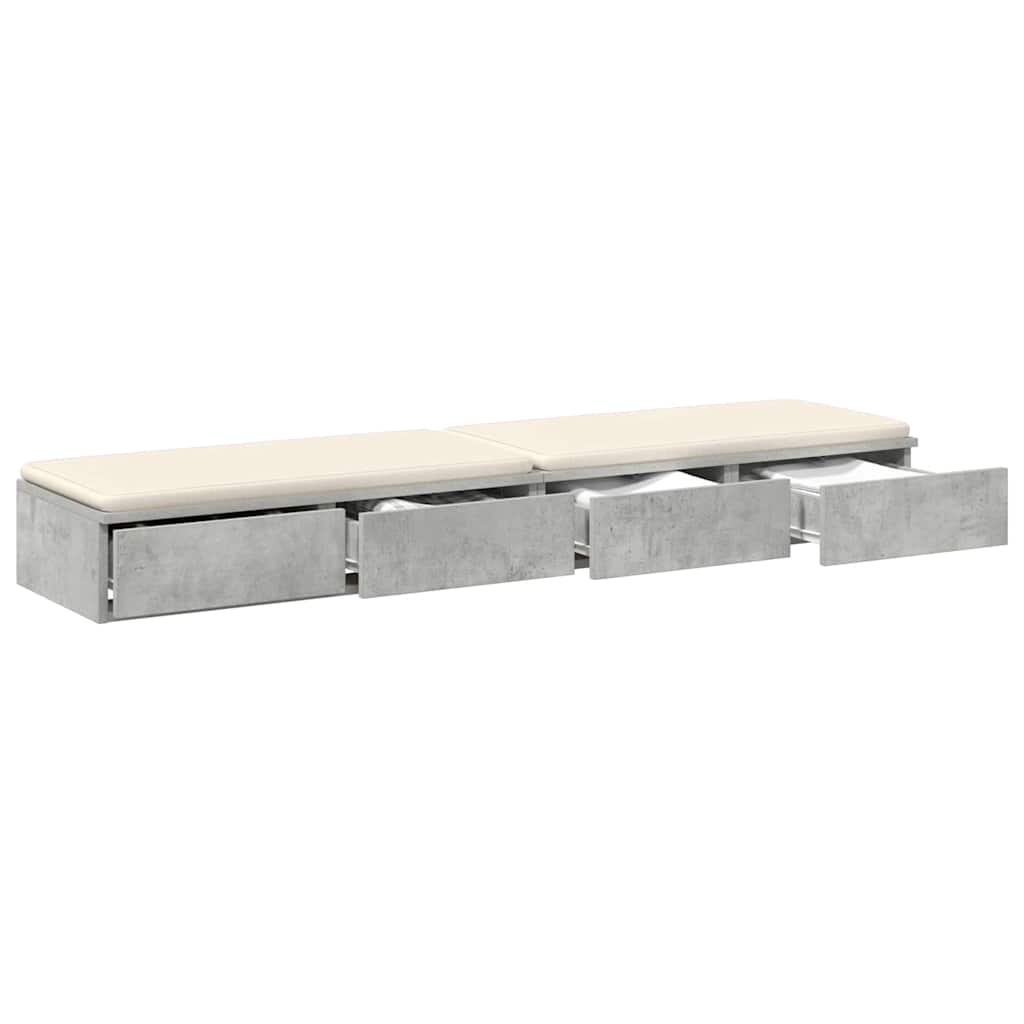 vidaXL Συρτάρια κρεβατιού Σκυρόδεμα Γκρι 140 x 36,5 x 16,5 εκ