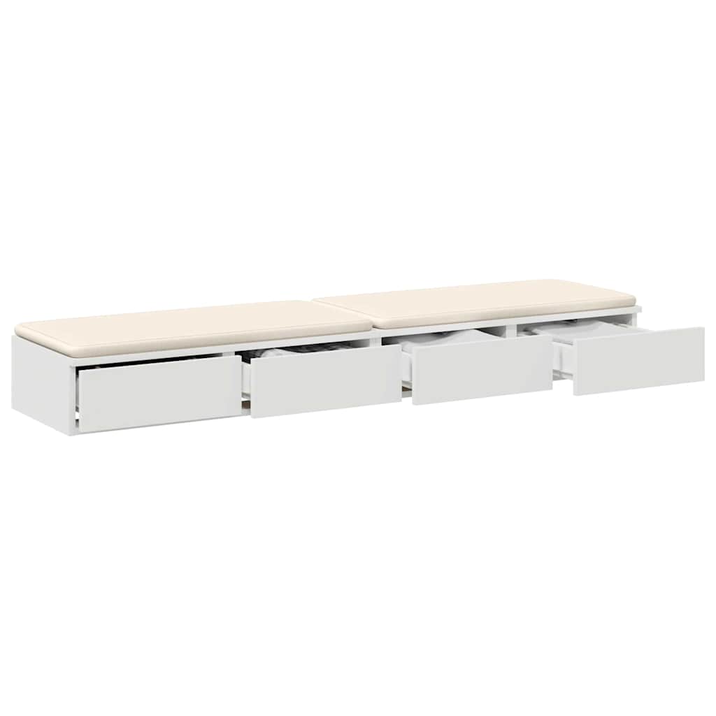 vidaXL Συρτάρια κρεβατιού Λευκό 135 x 36,5 x 16,5 εκ