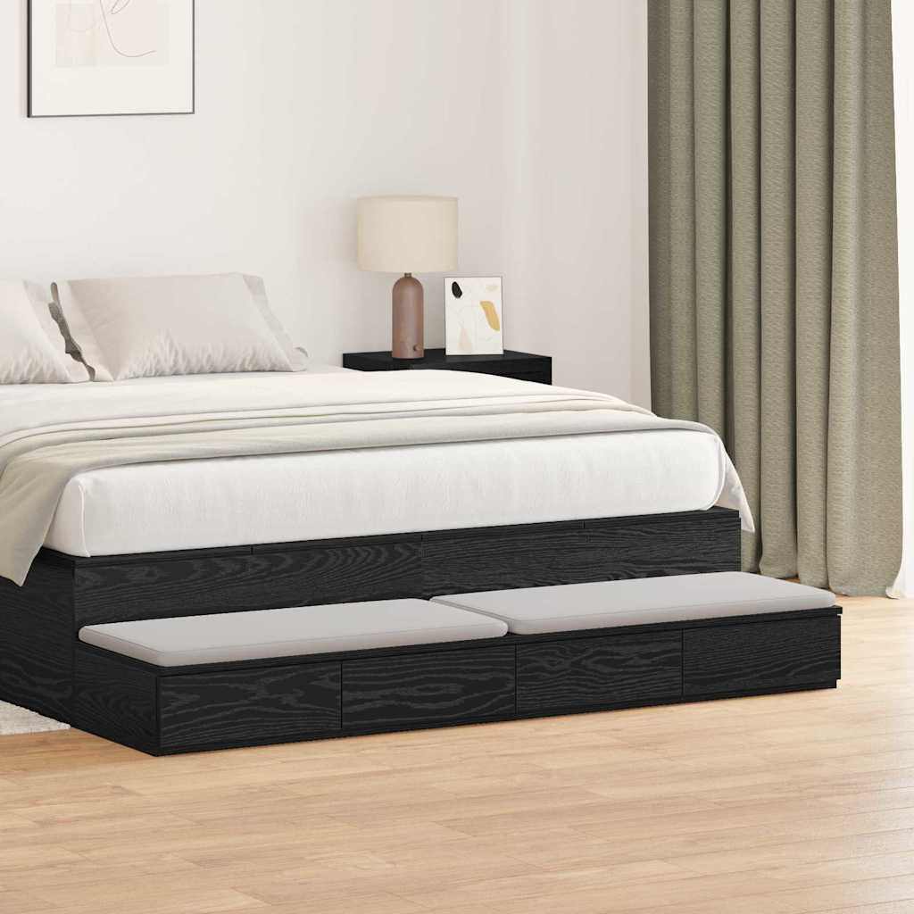 vidaXL Συρτάρια κρεβατιού Μαύρη Οξυά 135 x 36,5 x 16,5 εκ