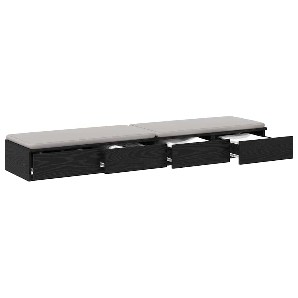 vidaXL Συρτάρια κρεβατιού Μαύρη Οξυά 135 x 36,5 x 16,5 εκ