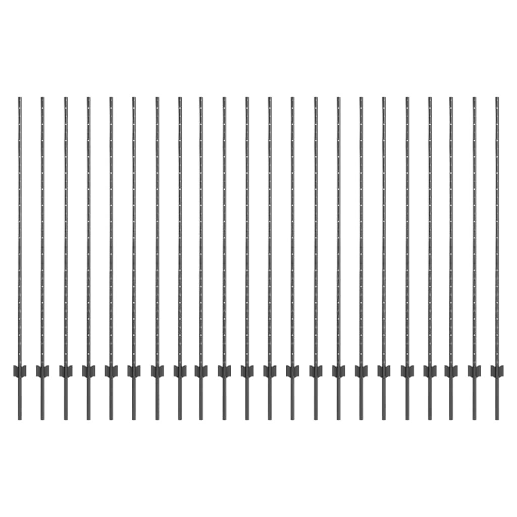 vidaXL Πό posts φράχτη 44 pcs Γκρι 200 cm Ατσάλι
