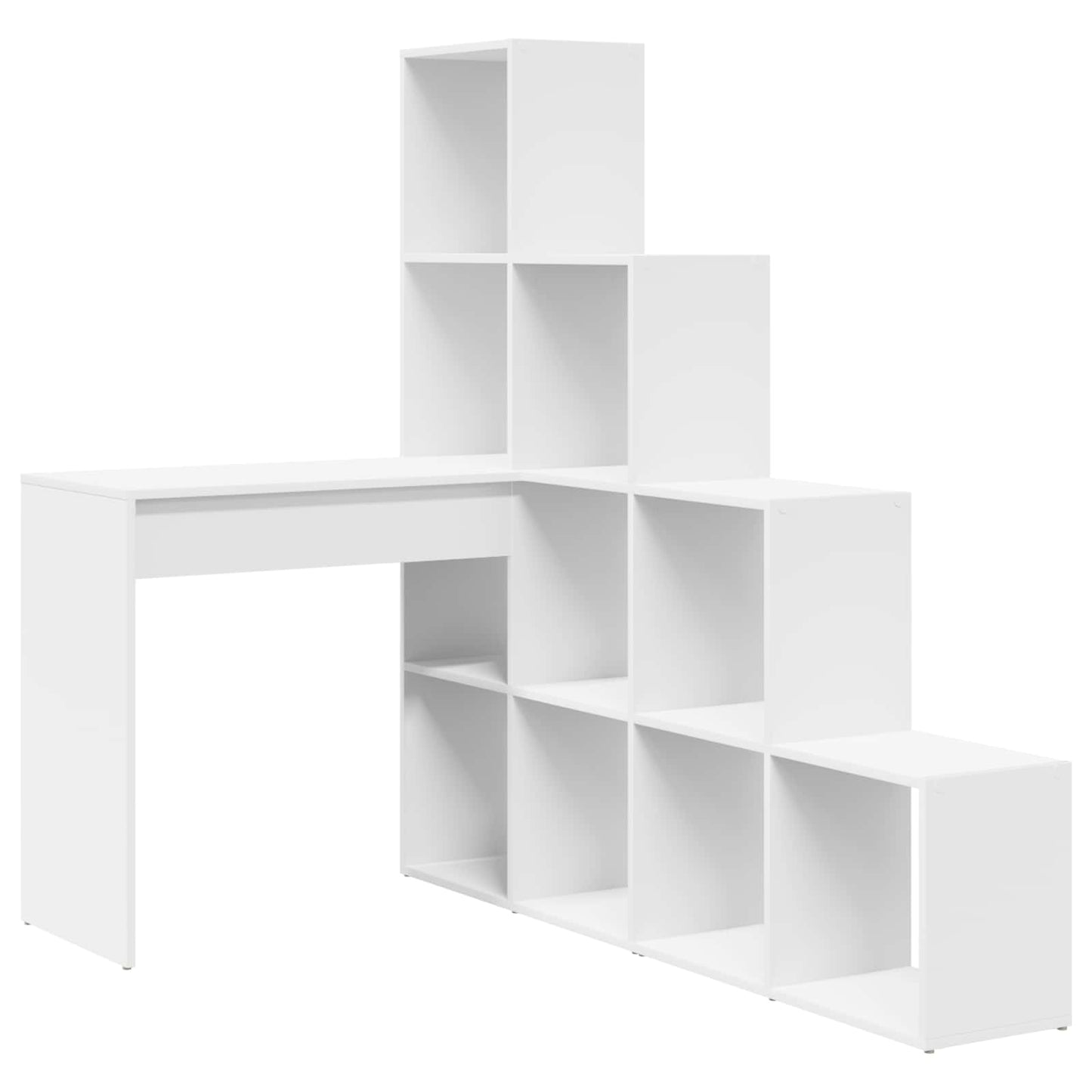 vidaXL Γωνιακό γραφείο με ράφι Λευκό 101.5 x 149.5 x 149.5 εκ.
